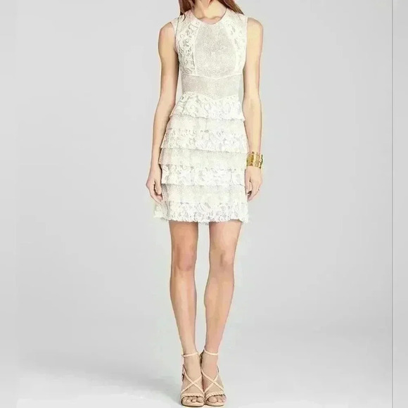 BCBGMAXAZRIA Kayla Lace Ruffle Mini Dress - Picture 1 of 13